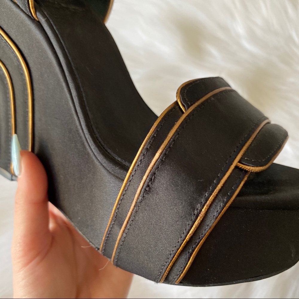 Tory Burch women satin wedges with golden elements - Picture 9 of 16